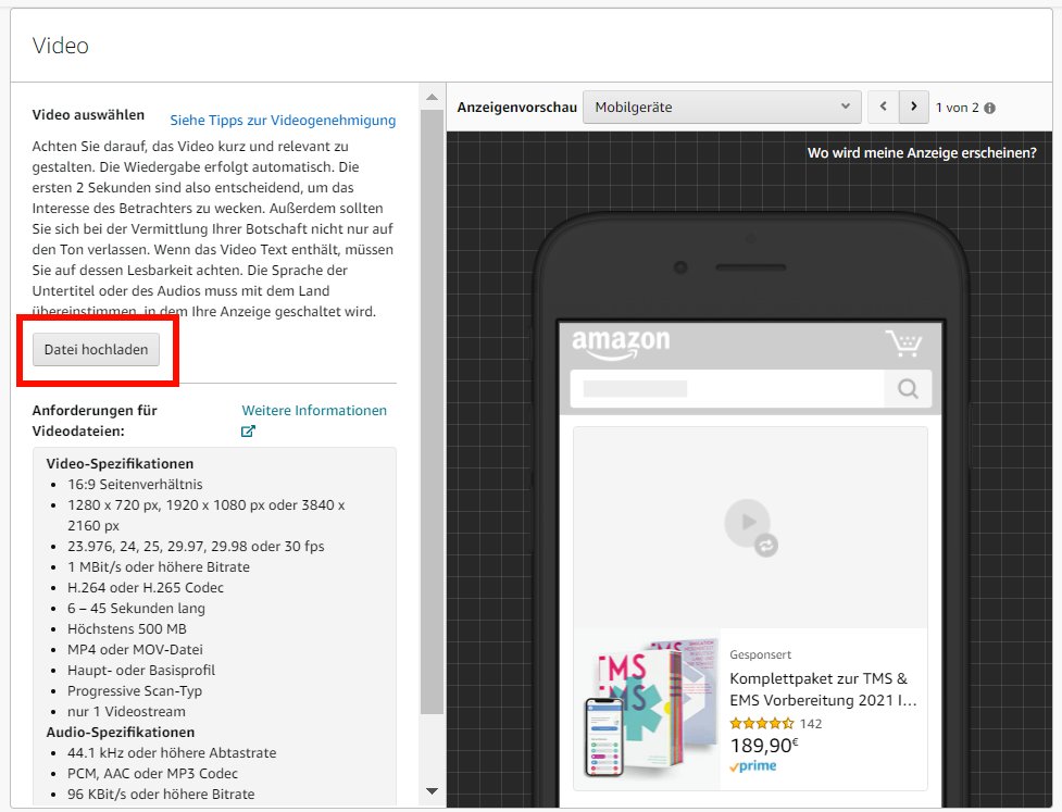 Buchwerbung auf Amazon_Werbeanzeige Video_Video hochladen